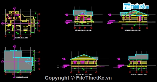 Biệt thự,Bản vẽ mặt bằng,file cad mặt bằng,biệt thự 1 tầng,nhà trệt mái thái