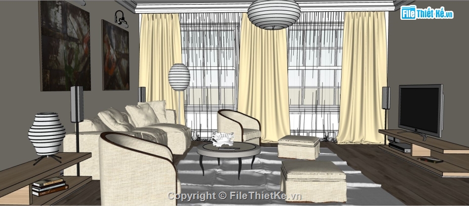 phòng khách 3d,su mẫu phòng khách,file sketchup phòng khách,file su phòng khách