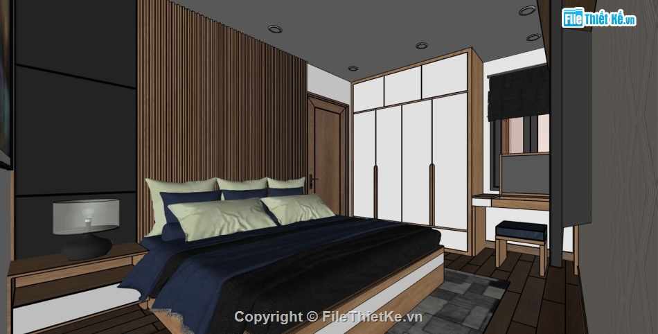 3d sketchup phòng ngủ,3d phòng ngủ,phòng ngủ sketchup,file su phòng ngủ