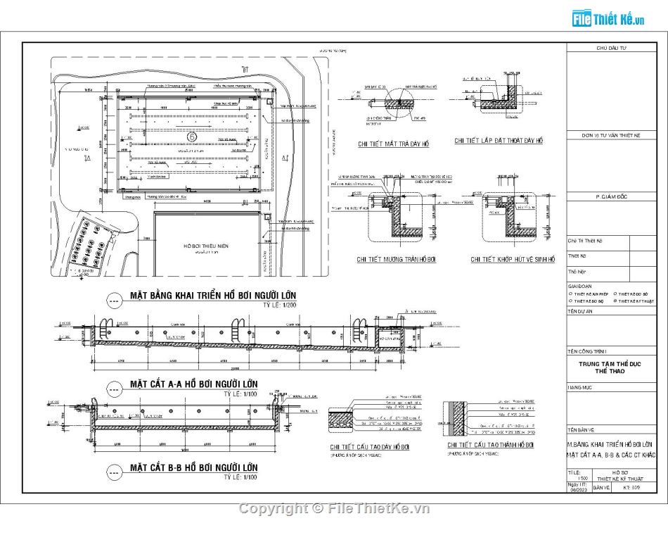 kết cấu bể bơi,kiến trúc bể bơi,file autocad bể bơi,mẫu bể bơi