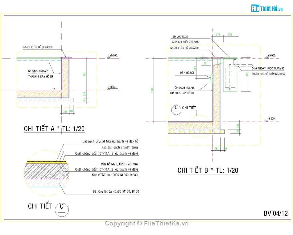 thiết kế hồ bơi,autocad hồ bơi,bản vẽ hồ bơi,hồ bơi 12.5x25m,hồ bơi long an