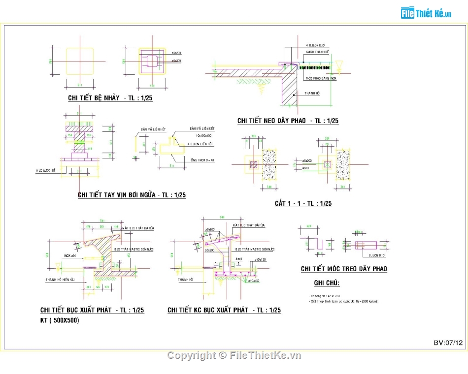 thiết kế hồ bơi,autocad hồ bơi,bản vẽ hồ bơi,hồ bơi 12.5x25m,hồ bơi long an