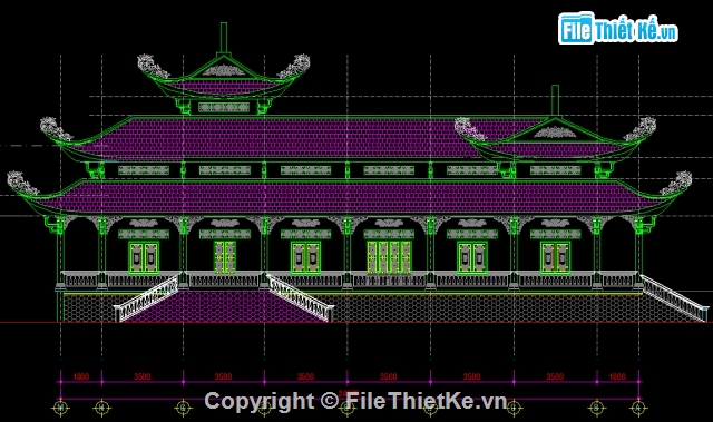 full autocad,Bản vẽ full,full kiến trúc,chùa Vĩnh Long,kiến trúc chùa,thiết kế chùa