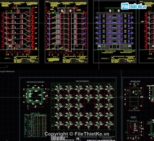chung cư 7 tầng 1 tum,file cad chung cư,chung cư file cad,cad chung cư