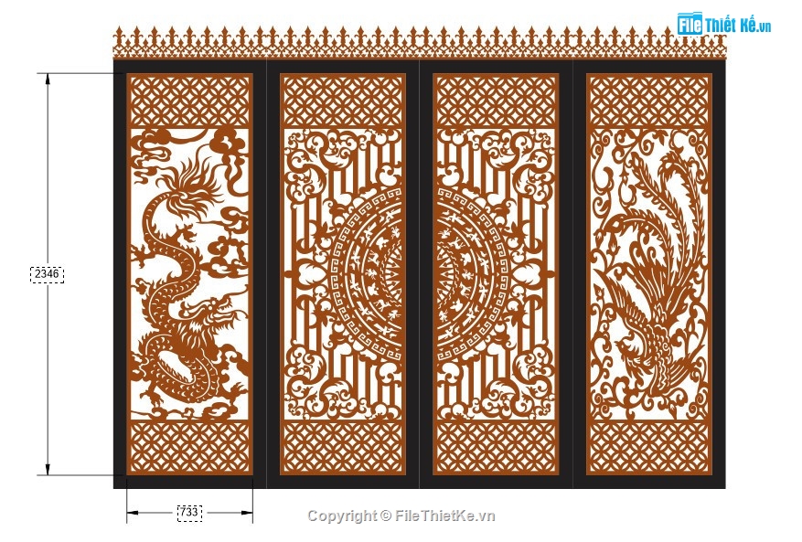 rồng phượng,CNC cổng 4 cánh,cổng 4 cánh rồng phượng