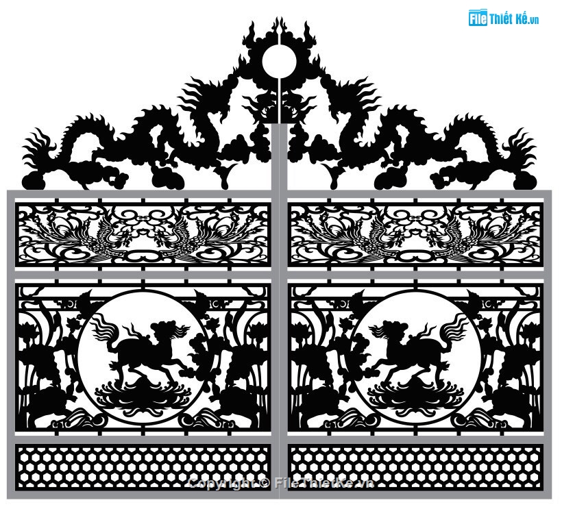 CNC cổng tứ linh,mẫu cnc cổng tứ linh,file cắt cnc cổng tứ linh,mẫu cắt cnc cổng tứ linh