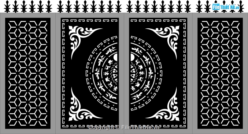 trống đồng CNC,file cnc cổng 4 cánh,mẫu cnc cổng 4 cánh