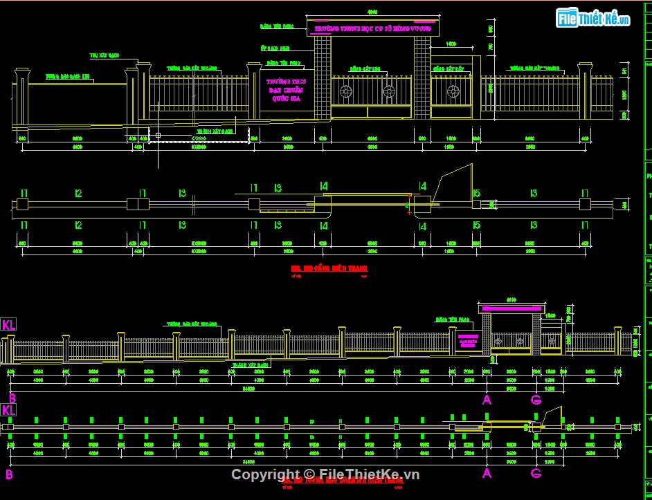 Cổng hàng rào,hàng rào trường học,bản vẽ hàng rào trường học,thiết kế cổng trường tiểu học