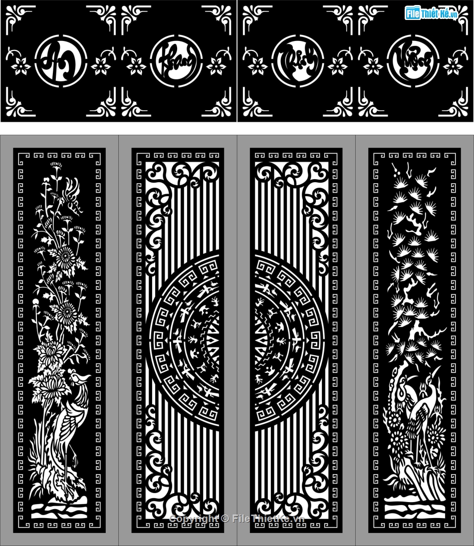 Cổng 4 cánh,dxf cổng 4 cánh,file dxf cổng 4 cánh