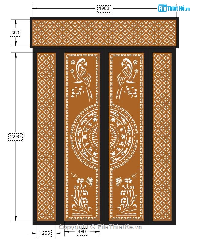 Cổng 4 cánh,ô thoáng,file cnc cổng 4 cánh