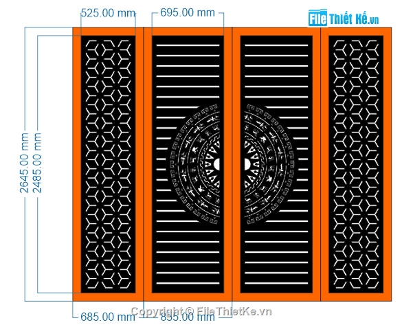 Cổng 4 cánh,Cổng trống đồng cnc dxf,trống đồng