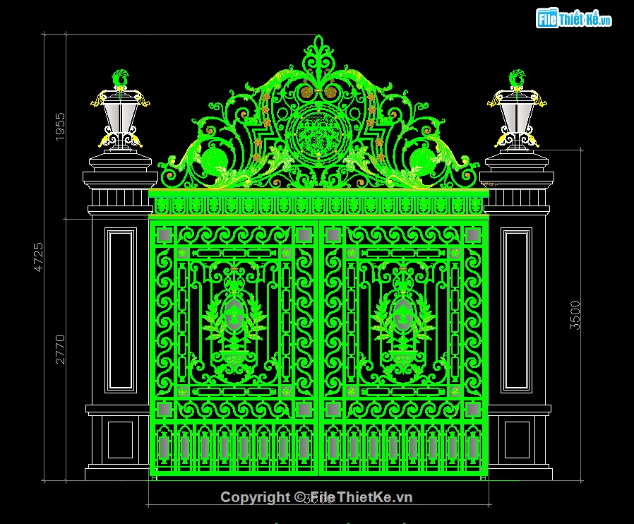 File cổng hàng rào cnc,Cửa cổng biệt thự,Autocad cổng cnc 2 cánh,Bản vẽ mẫu cổng biệt thự,cửa cổng hàng rào đẹp