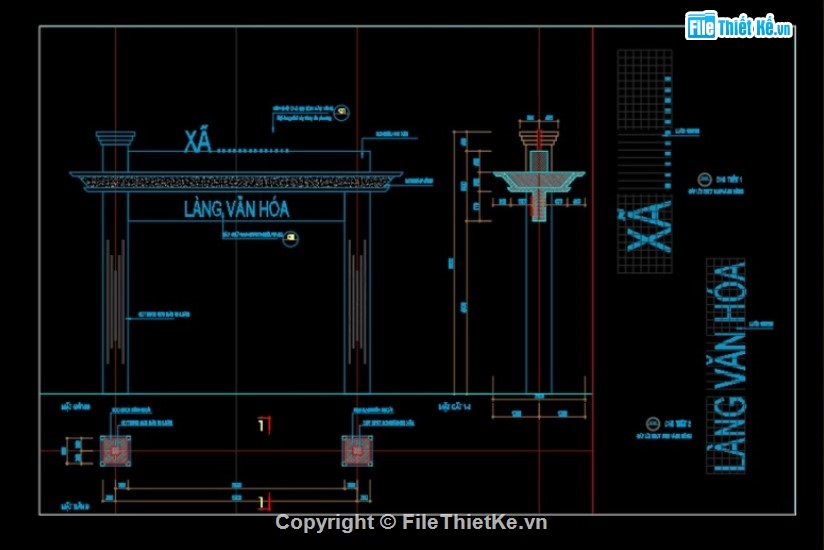 cad cổng làng văn hóa,cổng làng văn hóa,cổng file cad