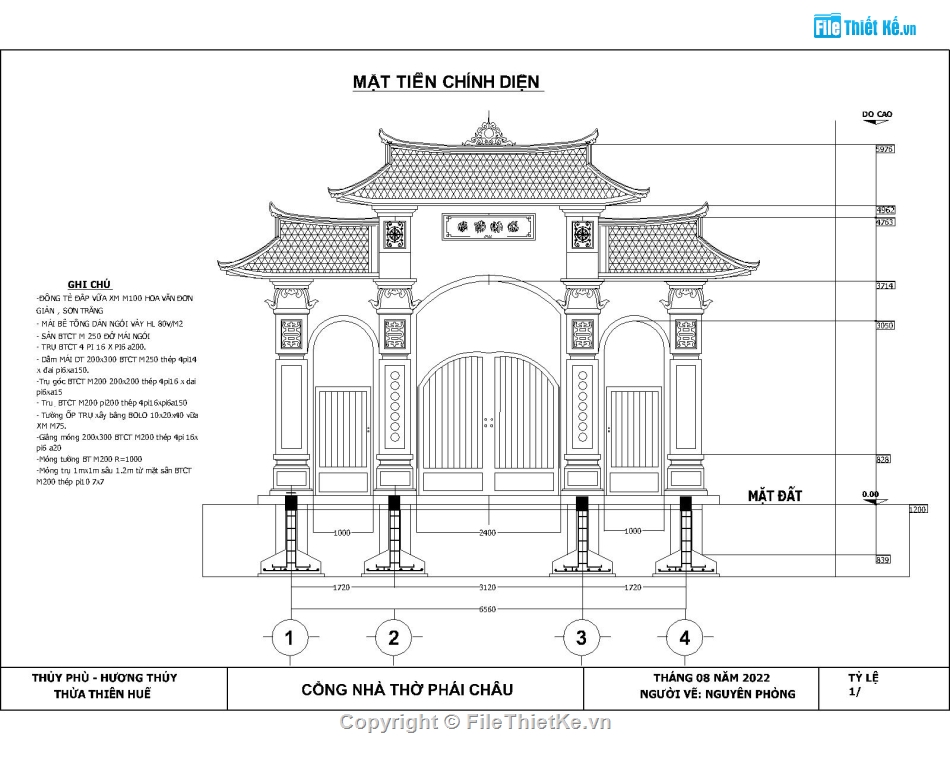 cổng tam quan,file cad cổng tam quan,file thiết kế cổng chùa