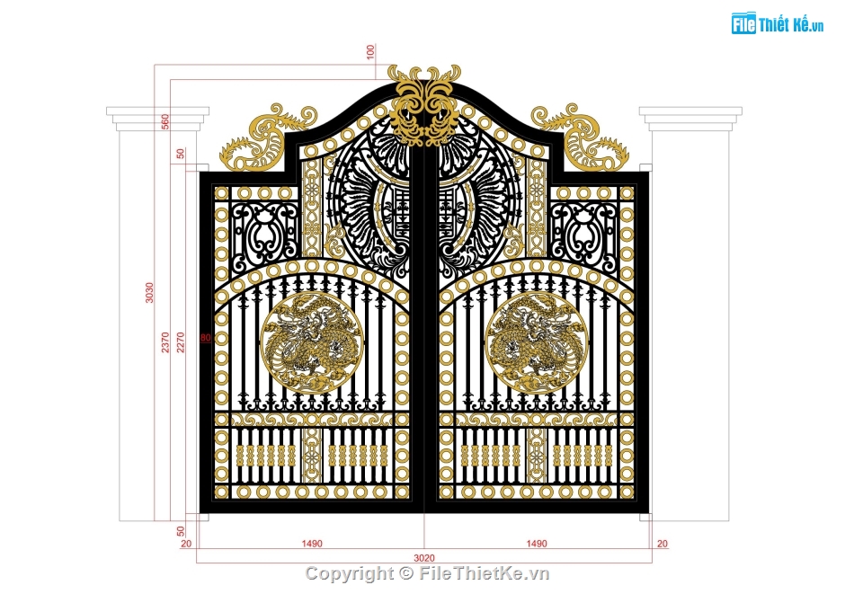 file cổng cnc,file cnc cổng,file cnc cổng 2 cánh,cổng 2 cánh rồng cnc