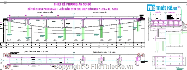 Đồ án tốt nghiệp,đồ án cầu,cầu dầm thép,dầm thép liên hợp,tổ chức thi công cầu,cầu vượt sông