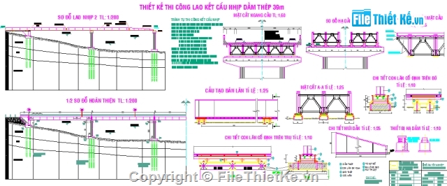 Đồ án tốt nghiệp,đồ án cầu,cầu dầm thép,dầm thép liên hợp,tổ chức thi công cầu,cầu vượt sông