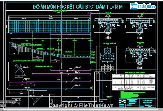 Đồ án BTCT,đồ án BTCT 1,Dầm T L=13m No3