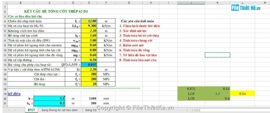 Đồ án BTCT,đồ án BTCT 1,Dầm T L=13m No3
