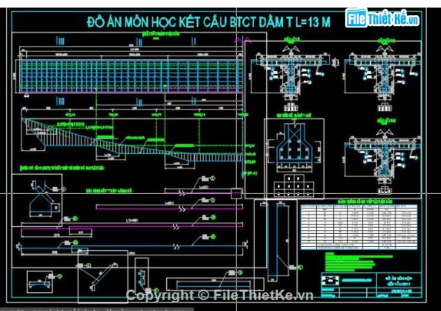 Đồ án BTCT,đồ án BTCT 1,DA BTCT – Dầm T L=13m