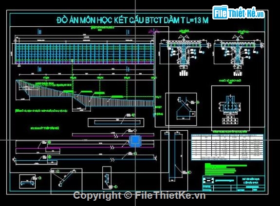 đồ án BTCT 1,Đồ án BTCT,Dầm T L=13m No3
