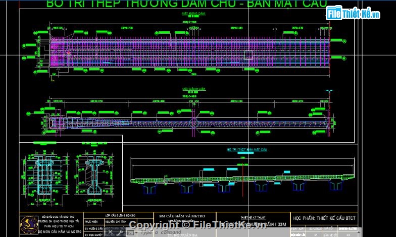 Đồ án thép,Bê tông cốt thép I 33,Dầm T 33m,Dầm I 33 m căng sau