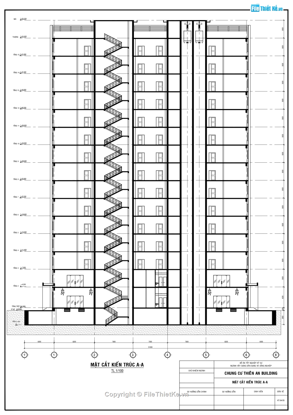 bản vẽ chung cư,Chung cư 15 tầng,tầng hầm