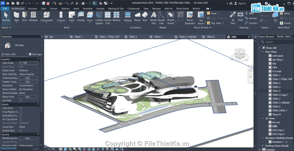 đồ án trung tâm thương mại,file revit hoàn chỉnh,d5 render hoàn thiện,bản vẽ khu đất cad