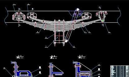 hệ thống treo xe tải,treo xe tải,file cad hệ thống treo xe
