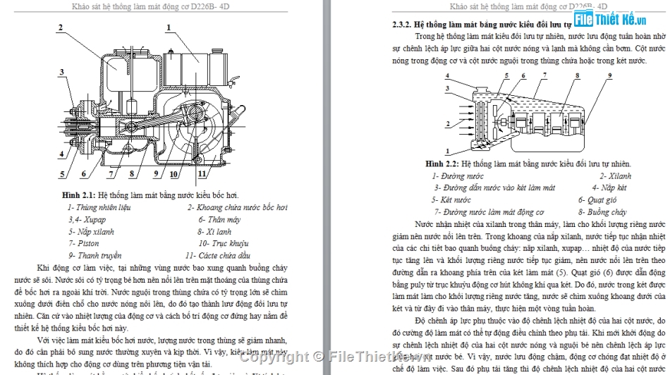 đồ án ô tô,hệ thống làm mát,động cơ làm mát,động cơ D226B- 4D