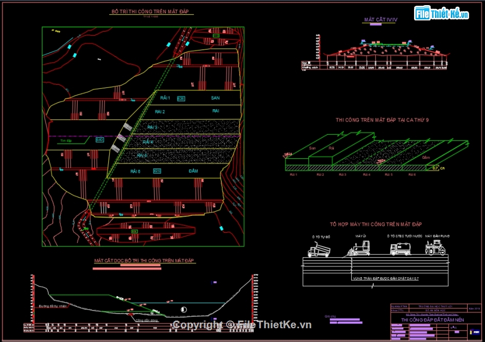 Đồ án thi công 2 đại học thuỷ lợi,đồ án môn học,thi công 2 trường đại học thuỷ lợi