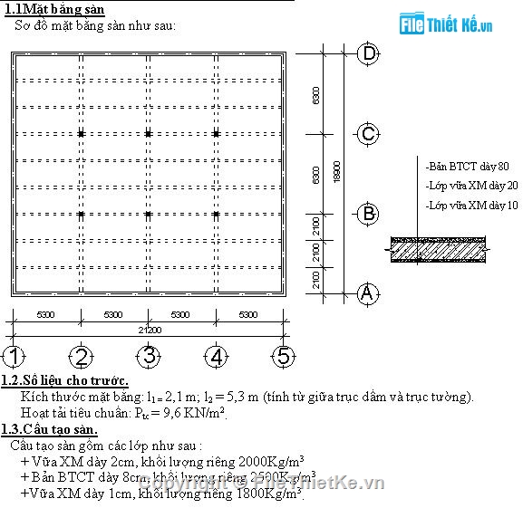 Đồ án,bê tông,bê tông cốt thép,sàn sườn toàn khối loại bản dầm,sàn sườn toàn khối,loại bản dầm