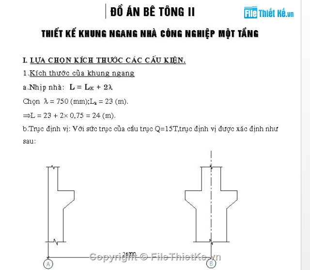 đồ án bê tông cốt thép,đồ án btct,đồ án bê tông,nhà công nghiệp lắp ghép,khung ngang nhà công nghiệp