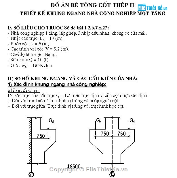 đồ án bê tông cốt thép,đồ án btct,đồ án bê tông,nhà công nghiệp lắp ghép,khung ngang nhà công nghiệp