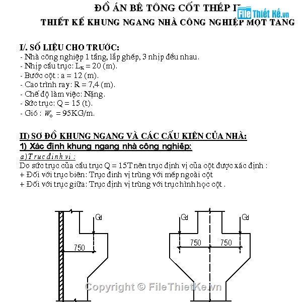 đồ án bê tông cốt thép,đồ án btct,đồ án bê tông,nhà công nghiệp lắp ghép,khung ngang nhà công nghiệp