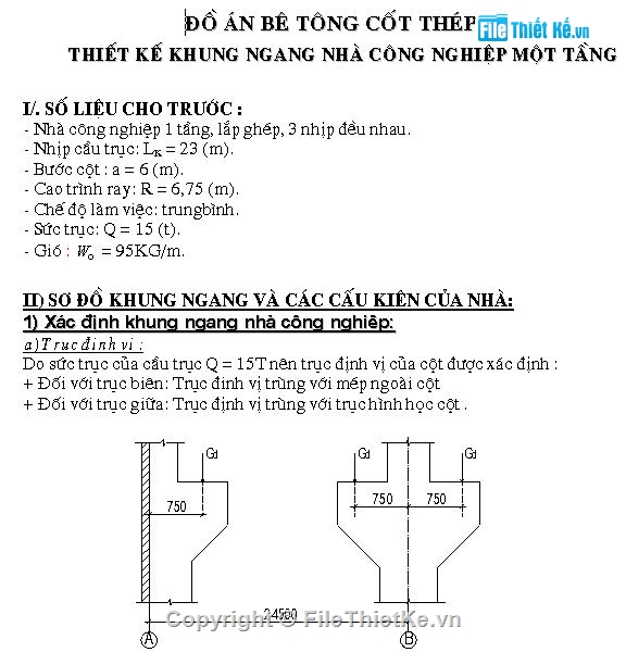 đồ án bê tông cốt thép,đồ án btct,đồ án bê tông,nhà công nghiệp lắp ghép,khung ngang nhà công nghiệp