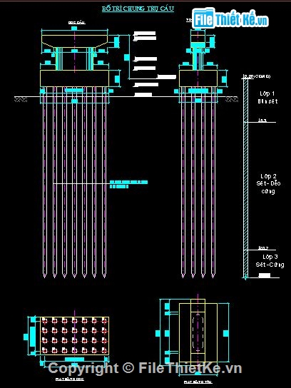 Đồ án nền móng,bố trí chung trụ cầu,cấu tạo cọc,bố trí cốt thép bệ móng,thiết kế móng cọc