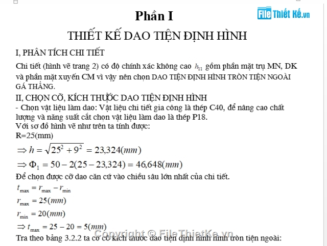 đồ án môn học,dụng cụ cắt,dụng cụ cắt công nghiệp,đồ án dao,thiết kế môn học dụng cụ cắt,cơ khí