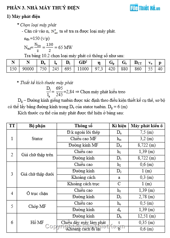 đồ án thuỷ điện tâm trục thuỷ lợi,đồ án môn học thuỷ điện,đồ án môn học