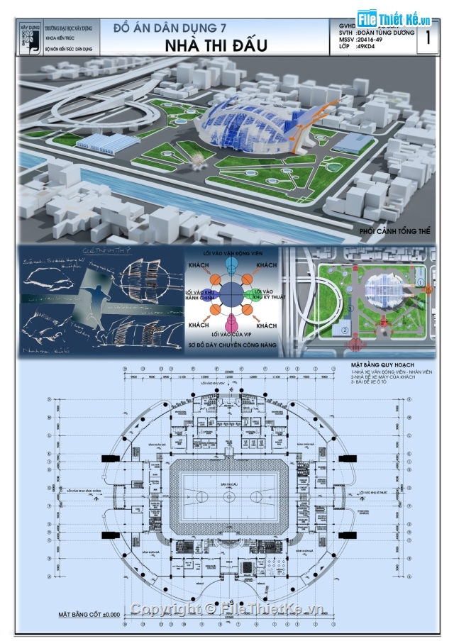 nhà thi đấu,Đồ án nhà thi đấu,sân vận động mễ trì,phối cảnh nhà thi đấu
