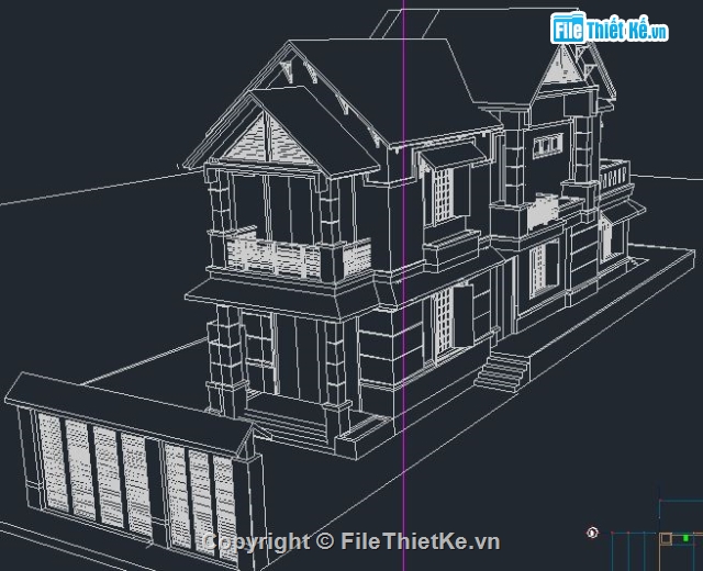 6.2x17m,bản vẽ biệt thự 2 tầng,cad + sketchup biệt thự 2 tầng,biêt thự 2 tầng full két cấu