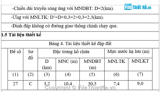 Đồ án môn học,đồ án đập đất,đập đất đề 27C,đại học thuỷ lợi,bộ môn thuỷ công,thiết kế đập đất