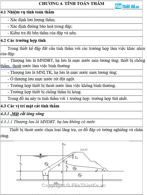 Đồ án môn học,đồ án đập đất,đập đất đề 27C,đại học thuỷ lợi,bộ môn thuỷ công,thiết kế đập đất