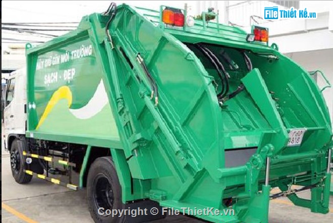 dẫn động công tác,cơ cấu ép rác,xe Hino FG,hệ thống gom rác.