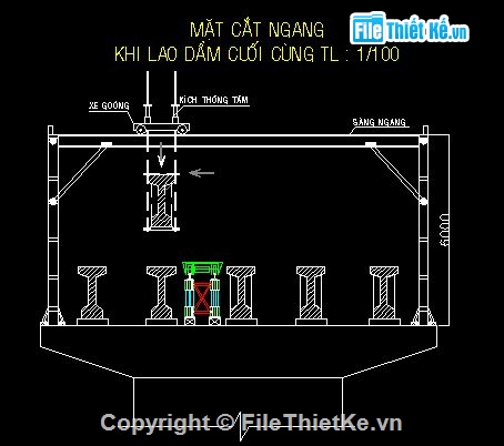 lao lắp dầm bằng giá pooc tic,thi công cầu,lao dầm bằng giá pooctic,Đồ án tổ chức thi công cầu,thiết kế tổ chức thi công kết cấu nhịp,lao dầm bằng  giá long môn cố định