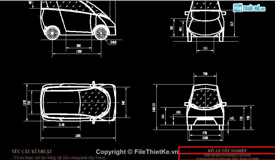 Đồ án xe ô tô,thiết kế xe ô tô hybrid,xe ô tô hybrid 2 chỗ