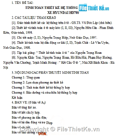 hệ thống ly hợp,tính toán,Đồ án
