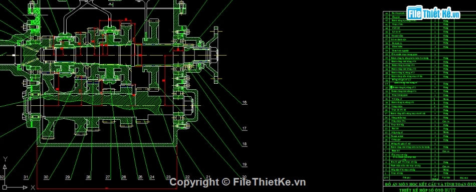 đồ án ô tô,hộp số cho xe buýt,bản vẽ hộp số