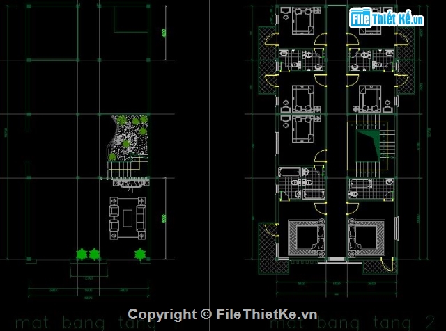kiến trúc 3 tầng,nhà nghỉ 3 tầng,nhà nghỉ 8.8x18.7m