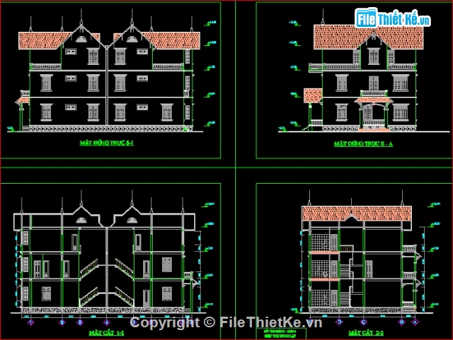 biệt thự ghép khối 2.5 tầng,đồ án tốt nghiệp,mẫu đồ án biệt thự